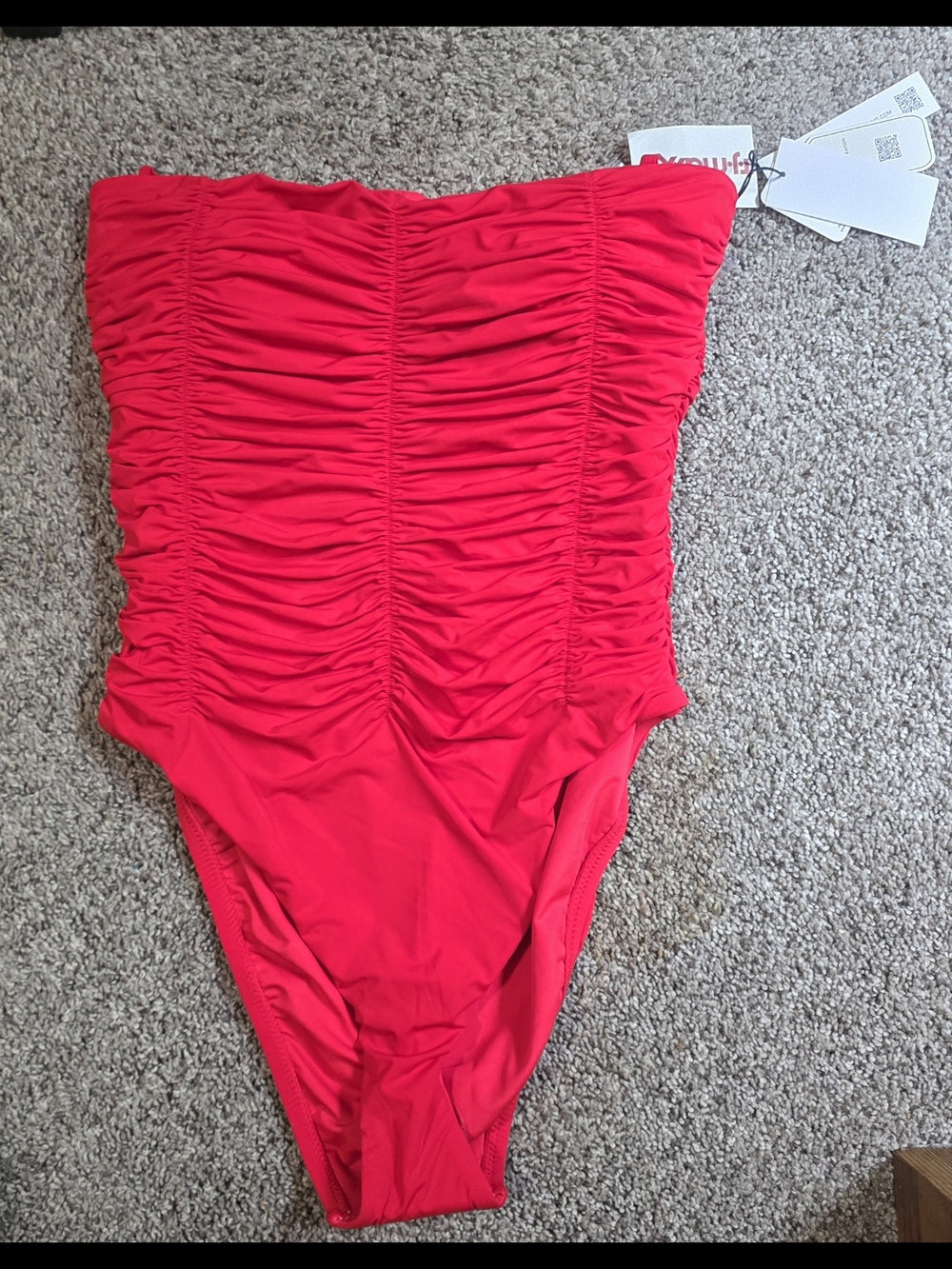 Red Ruched One-Piece Swimsuit